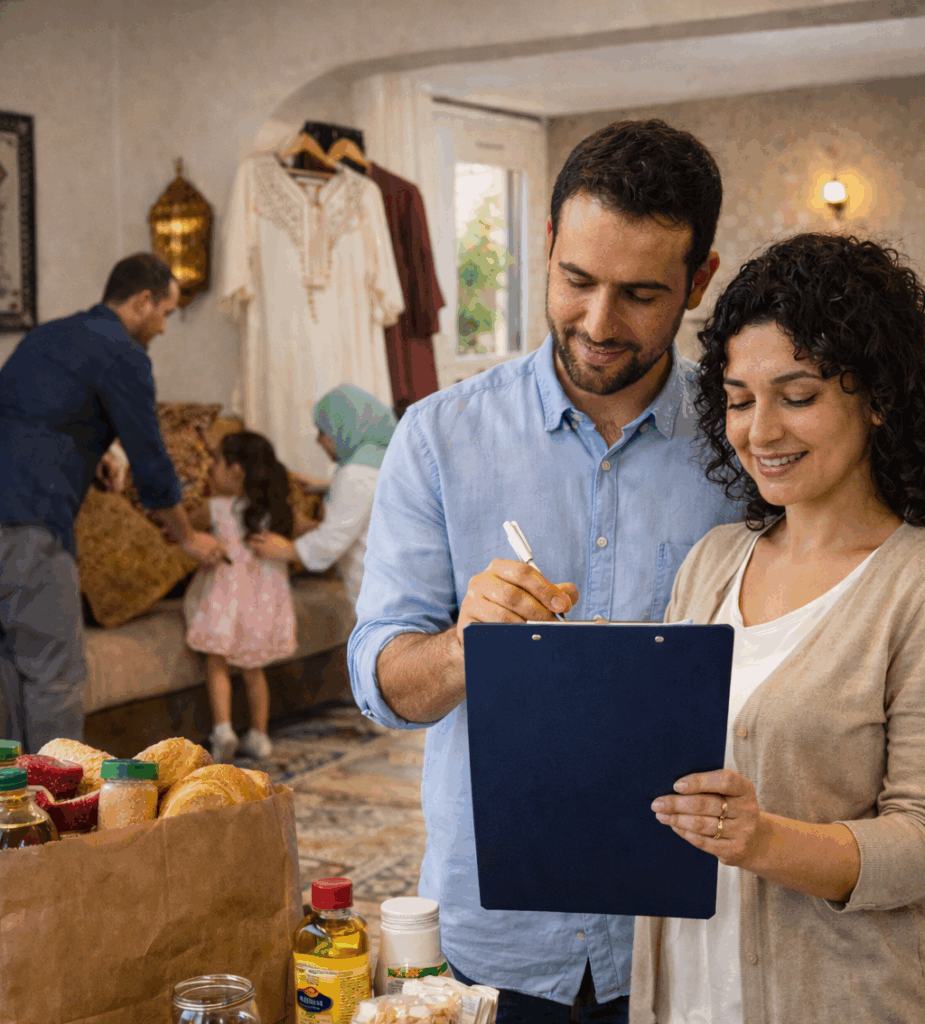 تحضيرات العيد في تونس: دليلك الكامل عائلة تونسية تقوم بتحضيرات العيد في المنزل وترتيب المشتريات والملابس قبل عيد الفطر